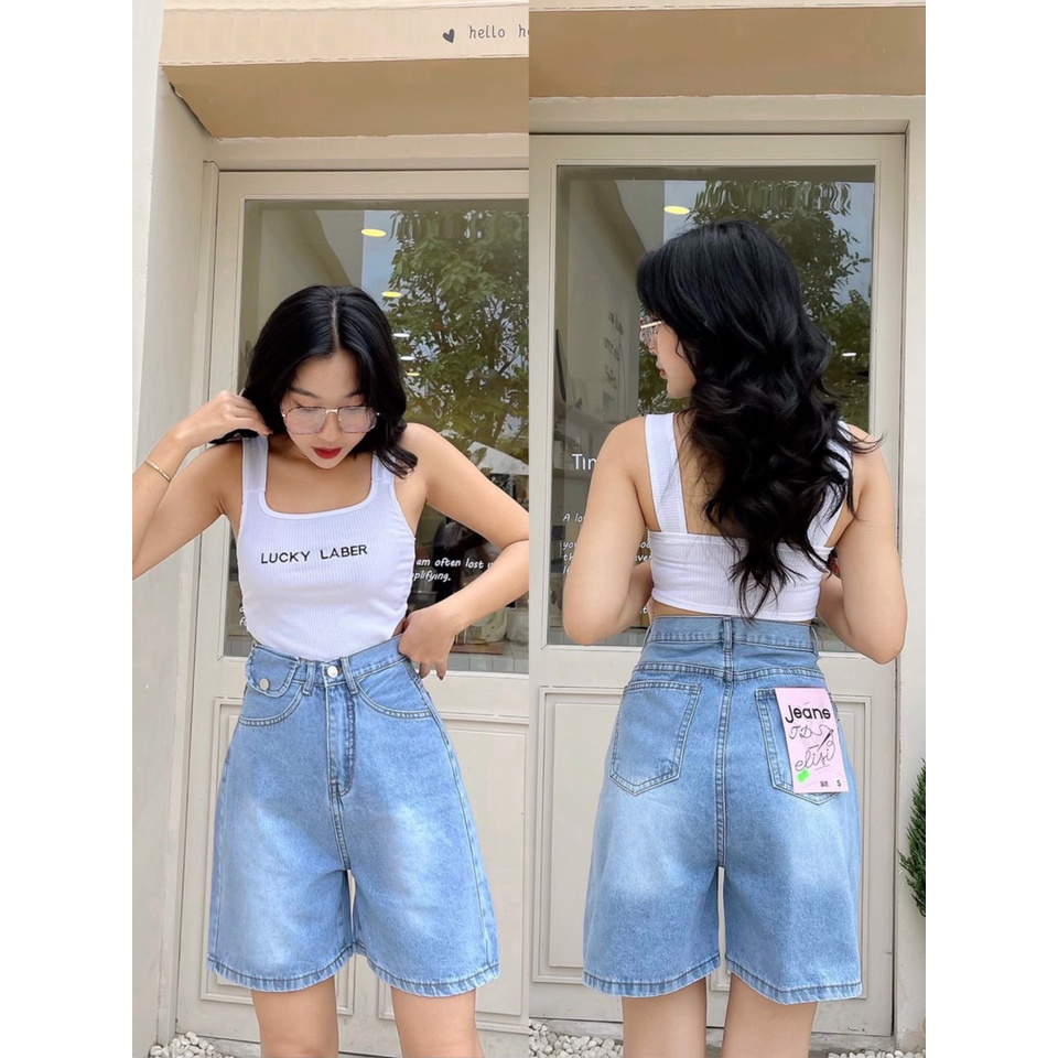 Quần Short Jeans Nữ Cao Cấp Túi Nắp Nhiều Màu Xinh Xắn OHS7061