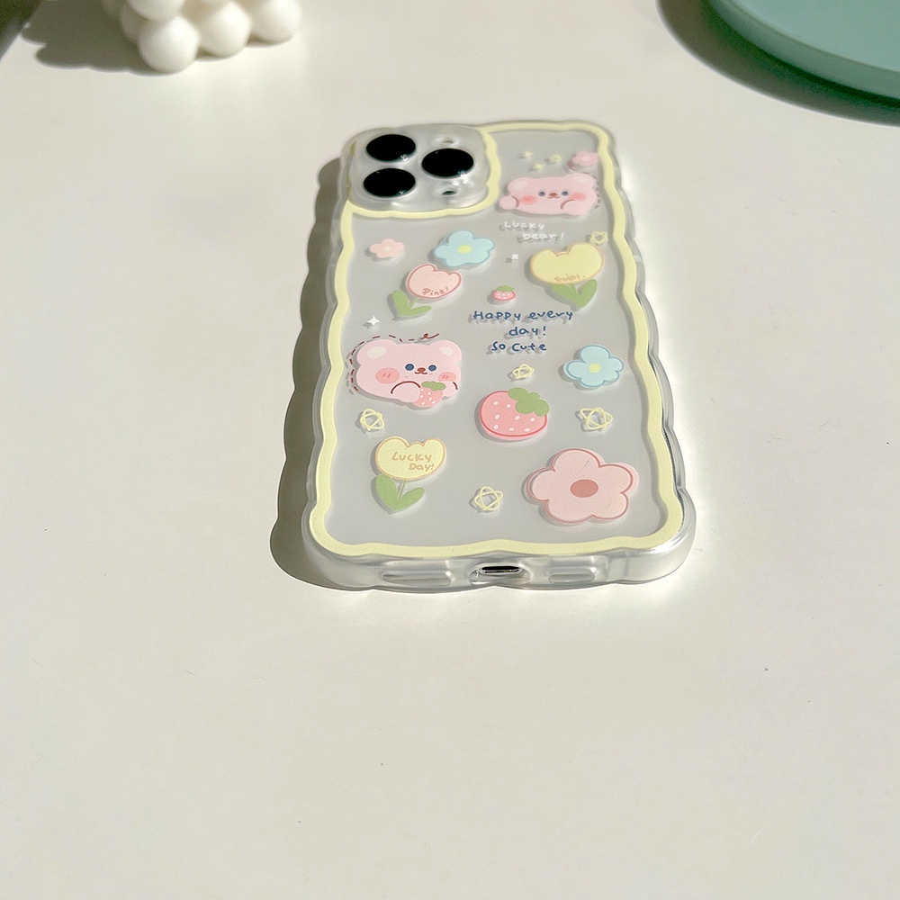 Ốp lưng iphone Cạnh Sóng Viền Vàng Lucky Bear 13promax/13pro/13/12promax/12pro/12/7plus/8plus/11/11promax/x/xs/xsmax/7/8