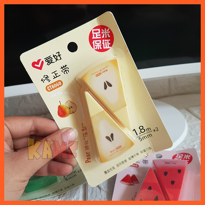 HCM - Bộ 2 bút xóa kéo miếng Dưa hấu Táo Lê mát lạnh trái cây