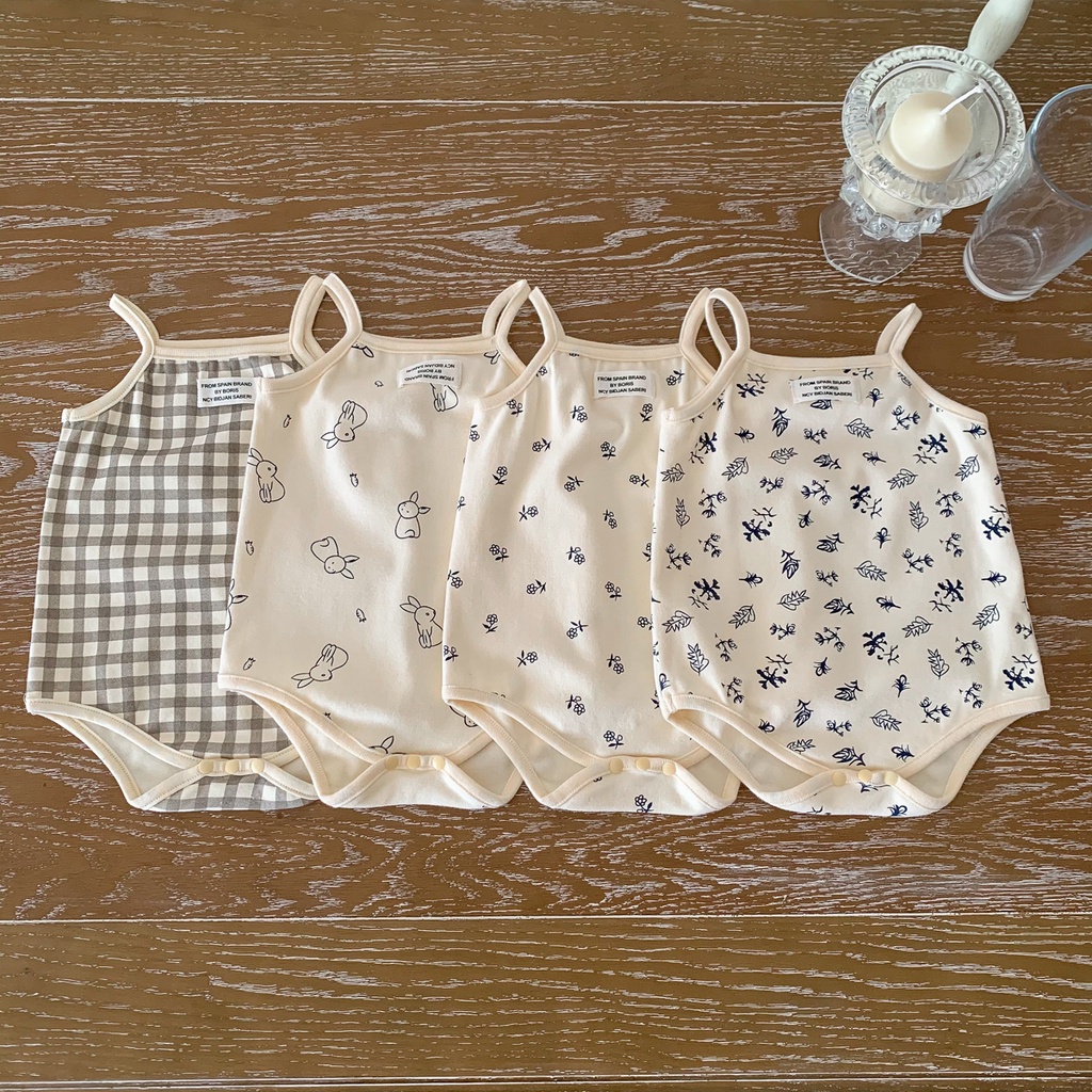 Bộ Áo Liền Quần Hai Dây Phong Cách Ig Thời Trang Mùa Hè Cho Bé Trai Và Gái 0-24 Tháng Tuổi