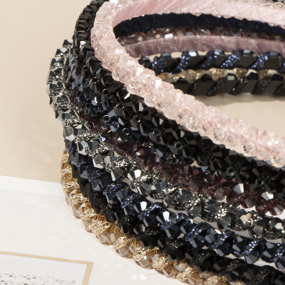 Băng Đô Cài Tóc Đính Hạt Ngọc Trai Kim Cương Pha Lê Phong Cách Mới Retro Đơn Giản