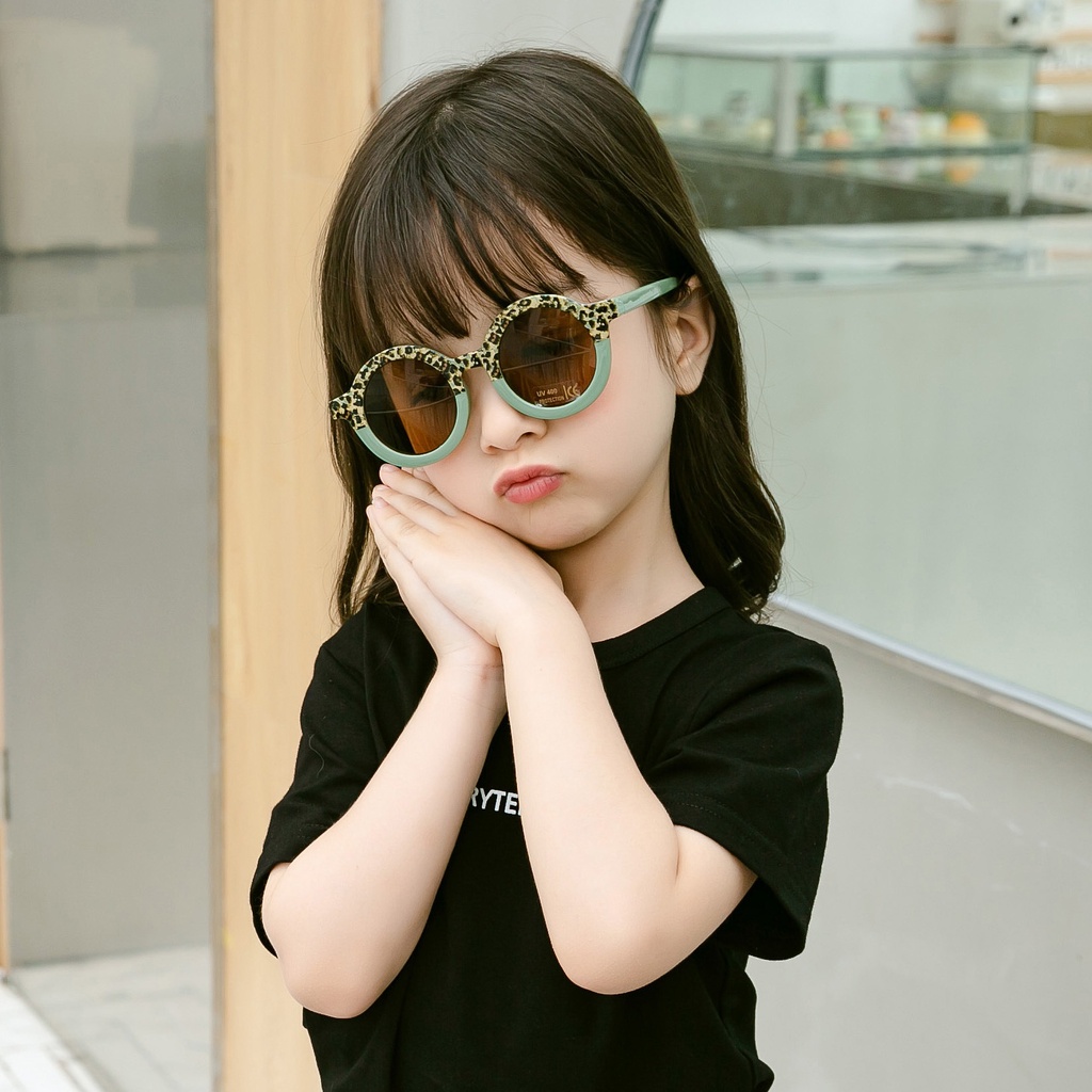 Kính Mát Gọng Tròn Chống Tia Cực Tím Thời Trang Cho Bé