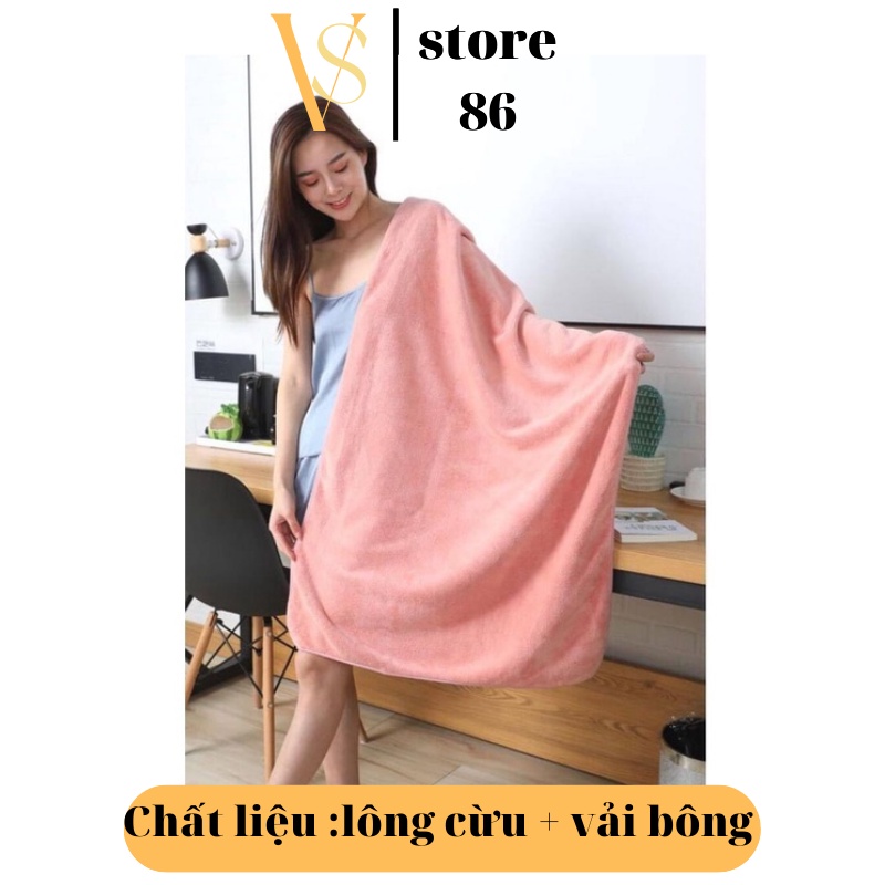Lớn Khăn Tắm Lông Cừu Hàn Quốc Cao Cấp 70x140 cm Chất Bông Siêu Mềm Mịn Thấm Nước Cực Nhanh