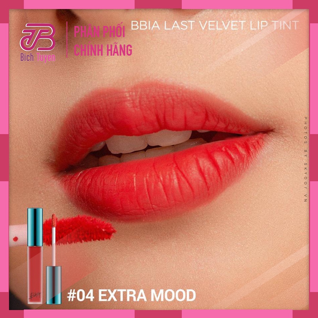 Màu 04 - Son kem lì Bbia Last Velvet Lip Tint No.04 Extra Mood -  Cam Đào - Son Bbia last velvet Extra Mood 04 - Cam Đào