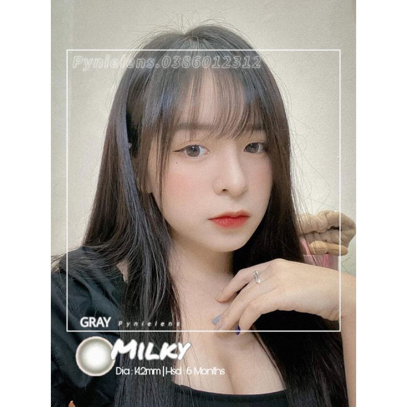 🎀 𝐿𝑒𝑛𝑠 𝑀𝑖𝑙𝑘𝑦 𝐵𝑟𝑜𝑤𝑛 🍒  Màu nâu trà sữa không viền lên mắt trong veo siêu ngọt ngào | Pynielens ✨