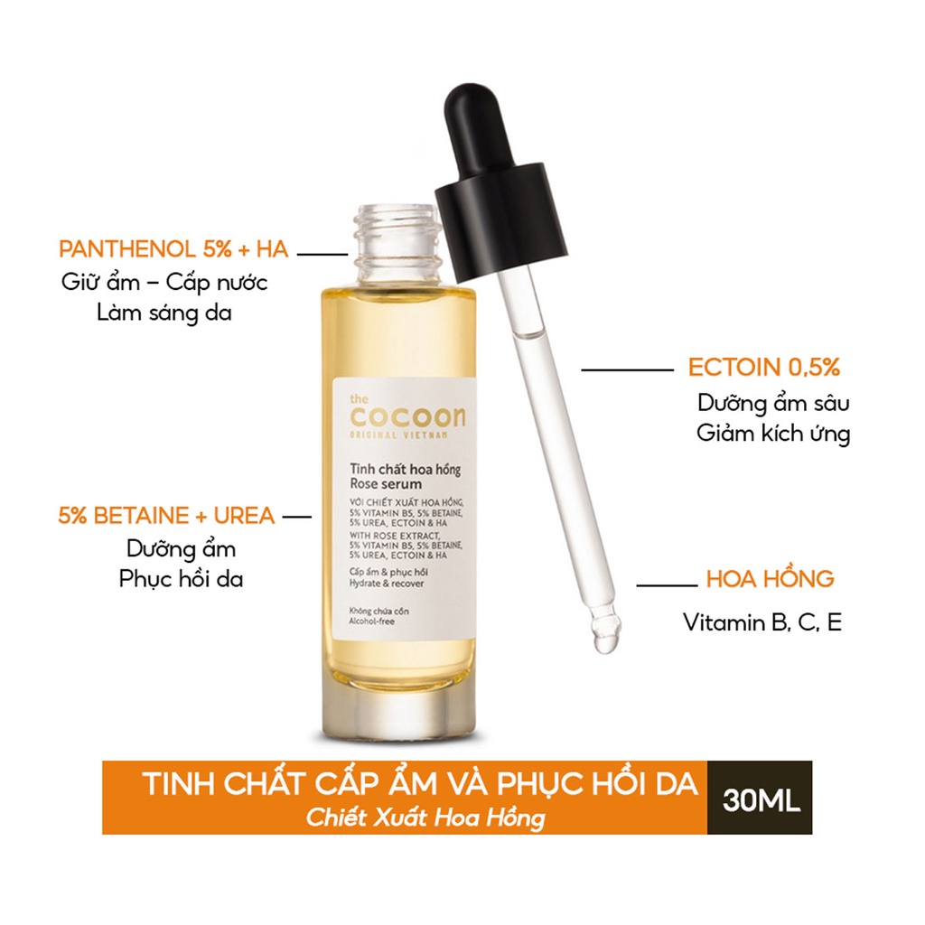 Tinh chất hoa hồng Cocoon 30ml serum cấp ẩm cho da khô