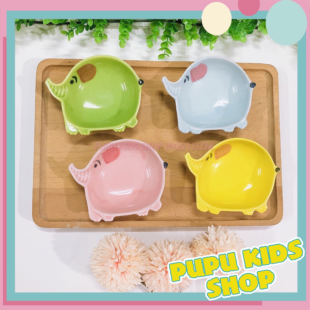 Bát Sứ Ăn Dặm Kiểu Nhật, Đĩa Sứ Trang Trí Hình Voi Mini - PUPU KIDS SHOP