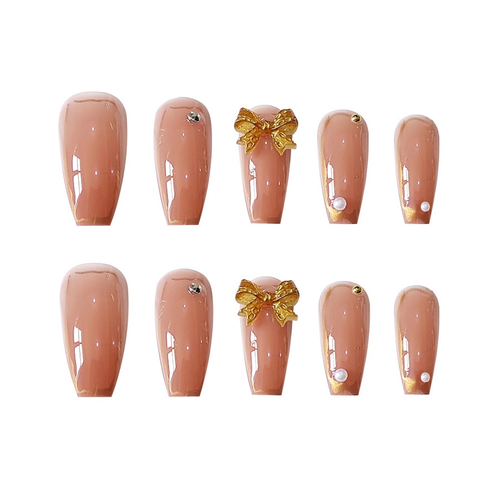 2451 YUKEHUI  set 24 móng tay giả bộ móng tay giả set móng giả trong suốt móng tay giả đính nơ móng tay giả dài đính đá móng giả đẹp bộ móng tay giả đính đá móng tay giả đính đá ngắn