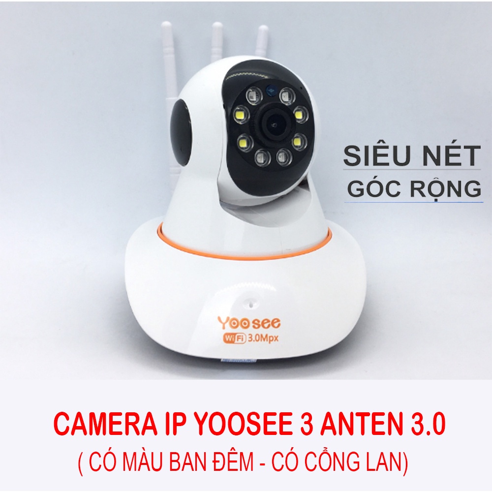 Camera IP Yoosee 3 râu 3.0Mpx - Xem đêm có màu - Cảm biến Al thông minh - Đàm thoại 2 chiều - Có khe gắn thẻ nhớ