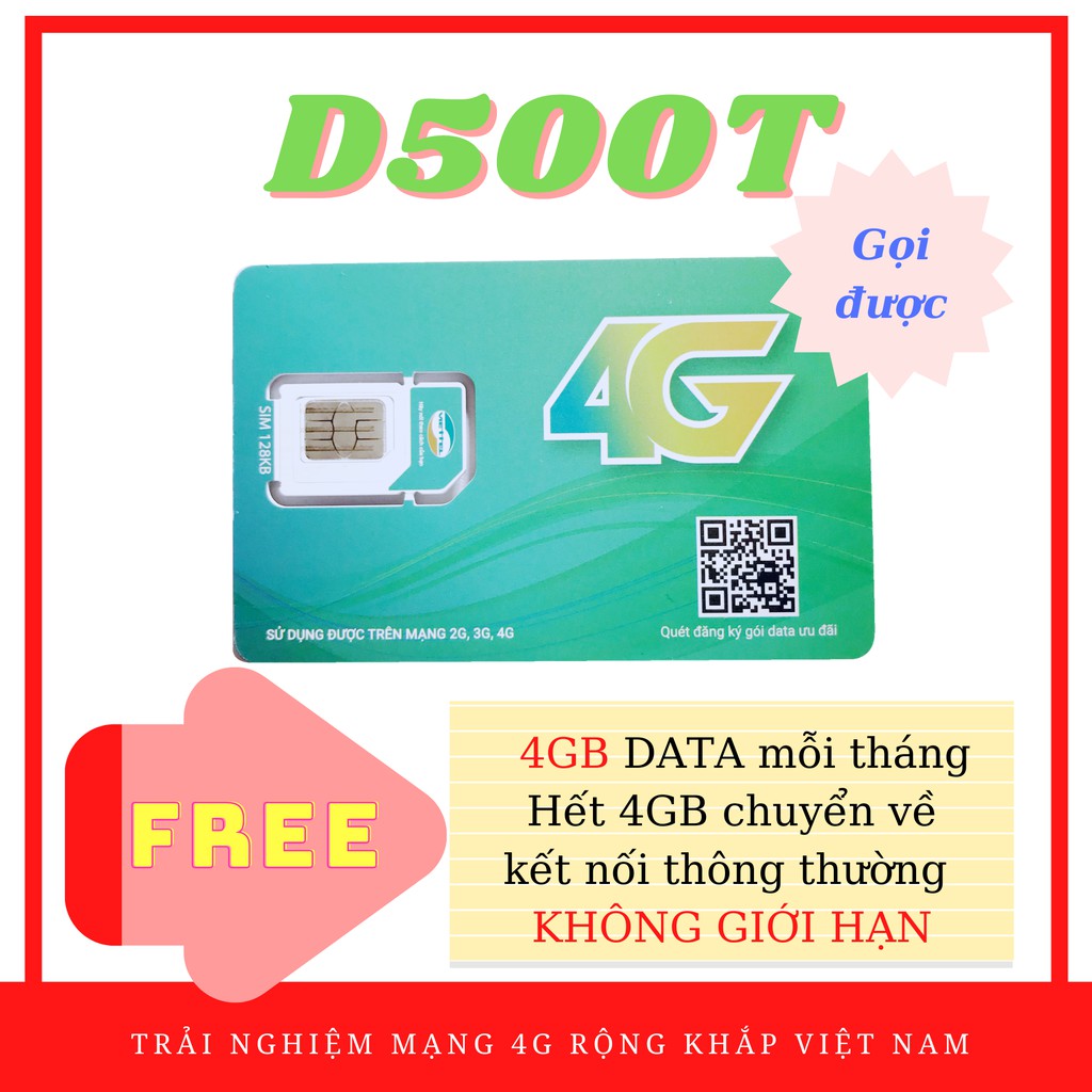 Sim 4G Viettel D500 - D500T Trọn Gói 1 Năm Không Nạp Tiền - NGHE GỌI