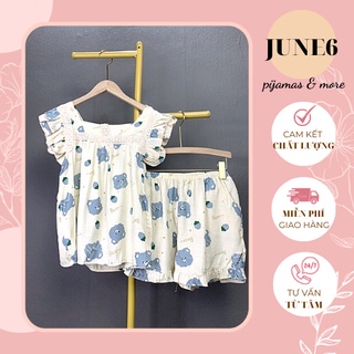 Đồ Bộ Mặc Nhà, Bộ Ngủ Nữ, Pijama Tay Ngắn Bánh Bèo Quần Đùi Đũi Xốp Hàn Freesize - June6