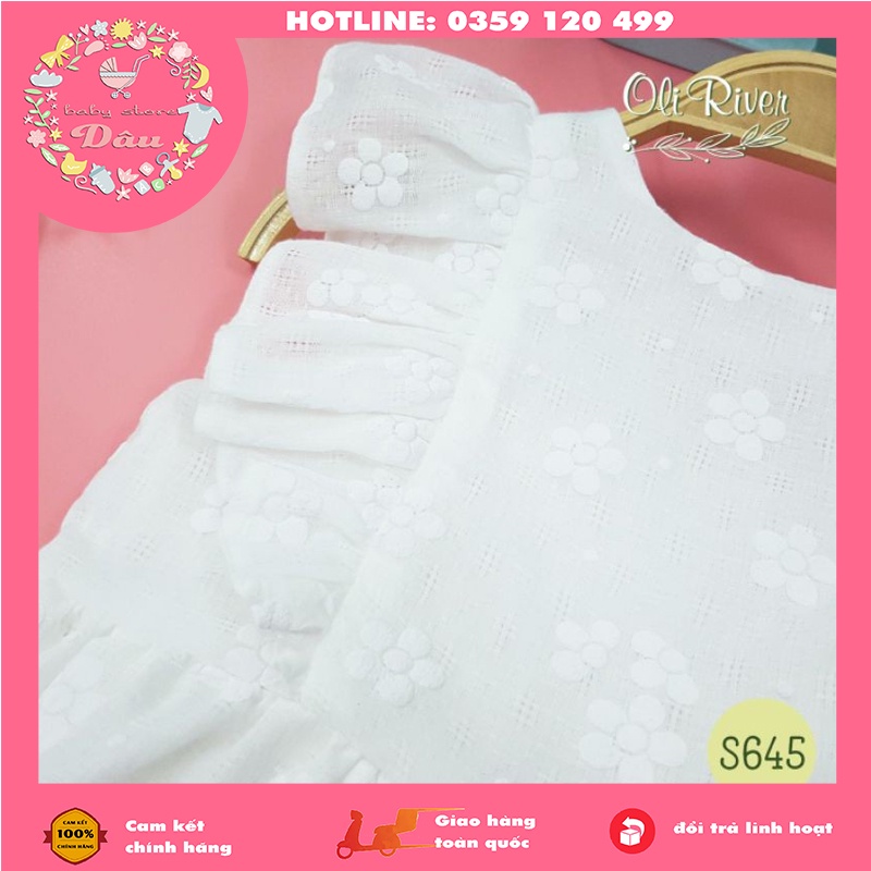 Váy trắng tiểu thư cúc ngực dáng bánh bèo ngây thơ chính hãng Oliriver - size từ 2-8 tuổi