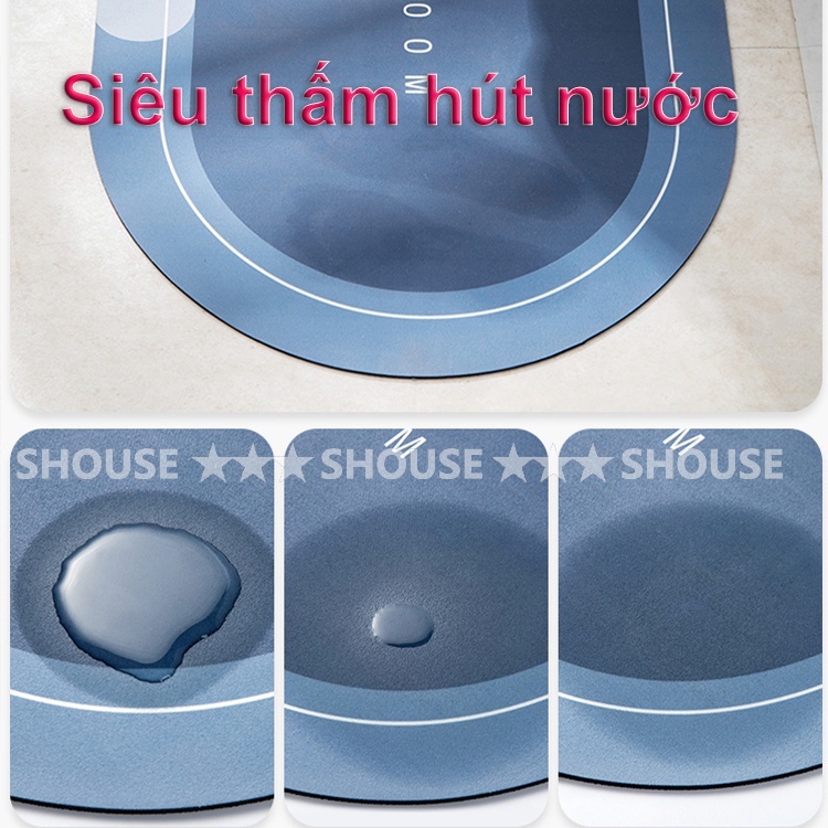 Thảm Chùi Chân lau chân Silicon siêu thấm hút nước vân đá đế cao su chống trơn trượt phòng tắm cao cấp khách sạn