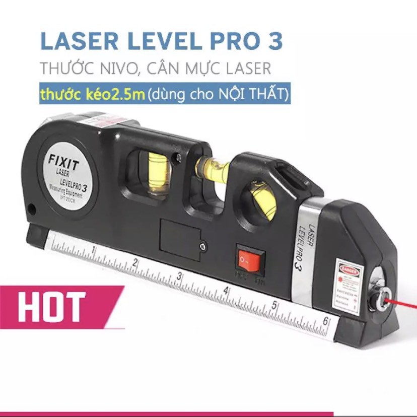 [FREESHIP] Thước thủy laser - Thước đo khoảng cách bằng laser - máy đo khoảng cách laser cầm tay giá rẻ PRO 3(Đen)