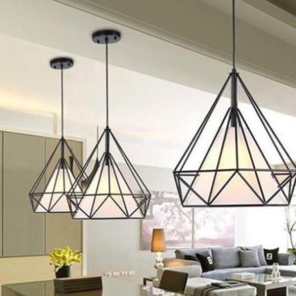 Đèn thả: Đèn trang trí lồng sắt hình kim cương