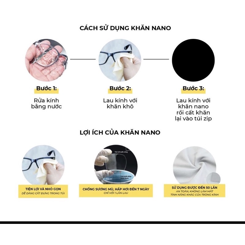 Khăn Nano chống hấp hơi, sương mù cho mắt kính