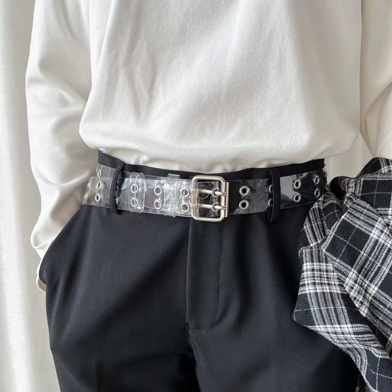 Thắt Lưng Trong Suốt Hai Hàng Lỗ Phong Cách Hip Hop Cá Tính Dành Cho Cặp Đôi