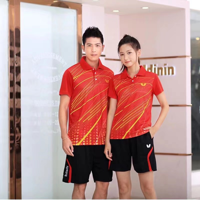 Bộ Đồ Thể Thao Ngắn Tay Thoáng Khí Mau Khô Họa Tiết Bướm Dành Cho Nam Và Nữ