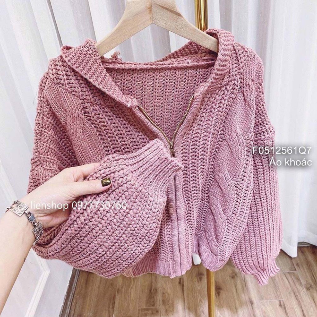 sale Áo khoác len Cardigan len vặn thừng chất dày dặn