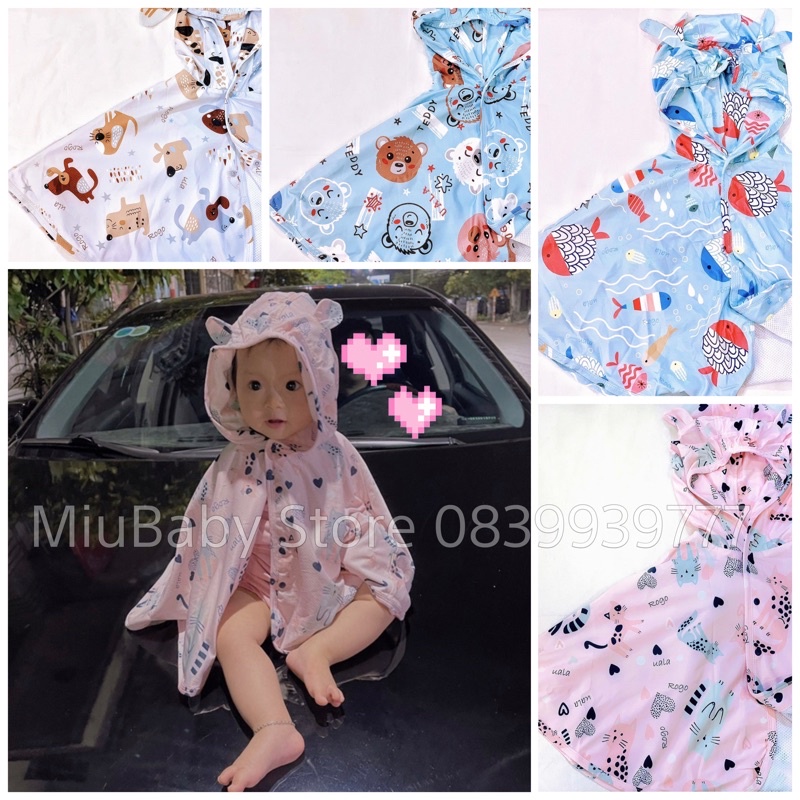 Áo choàng cho bé UalaRogo 1-5 tuổi có mũ chùm đầu 4 mùa giữ ấm chống nắng vải cotton thấm hút