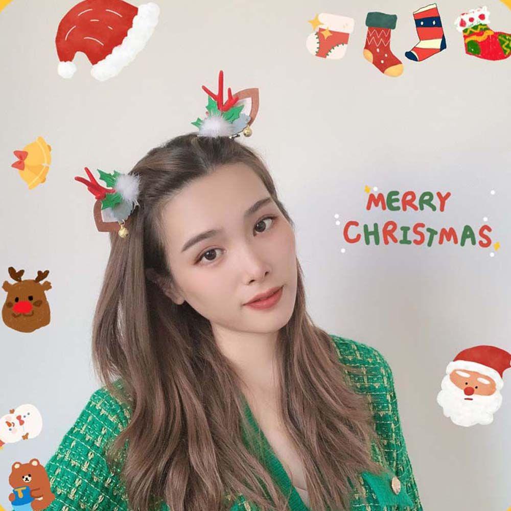 IVORY Phụ Kiện Kẹp Tóc Đính Nơ Phong Cách Giáng Sinh Đáng Yêu Dành Cho Bé Gái