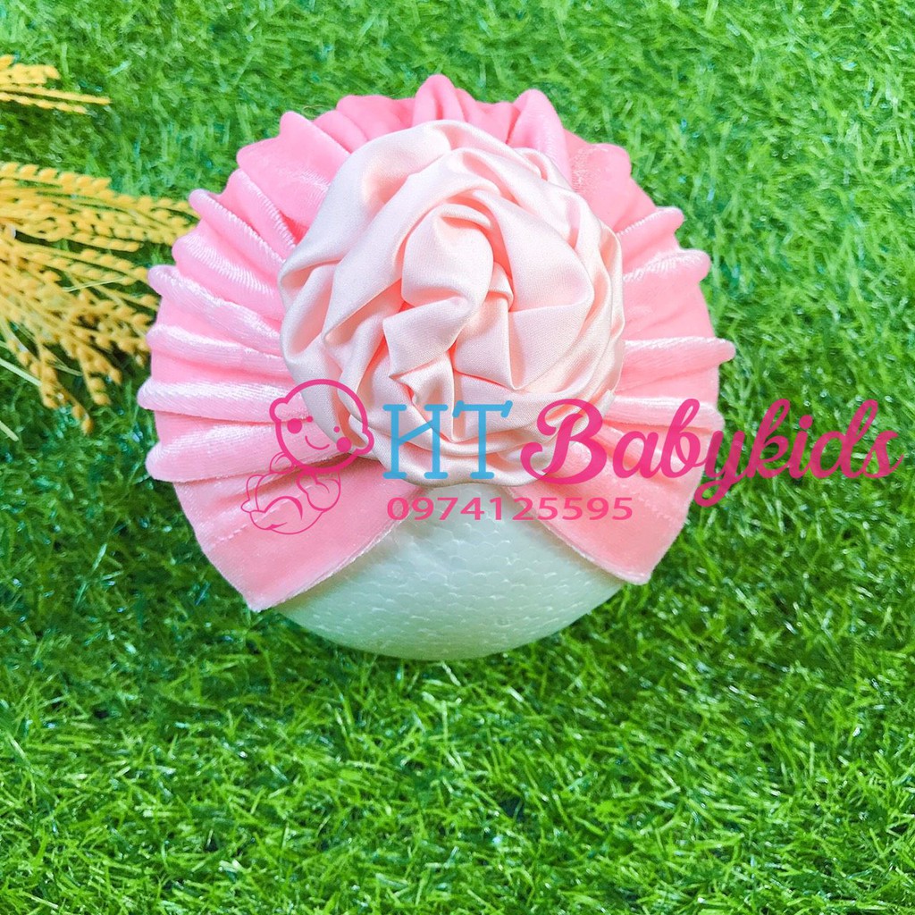 Mũ Turban Hoa Nhung Mềm Mịn siêu xinh cho bé yêu