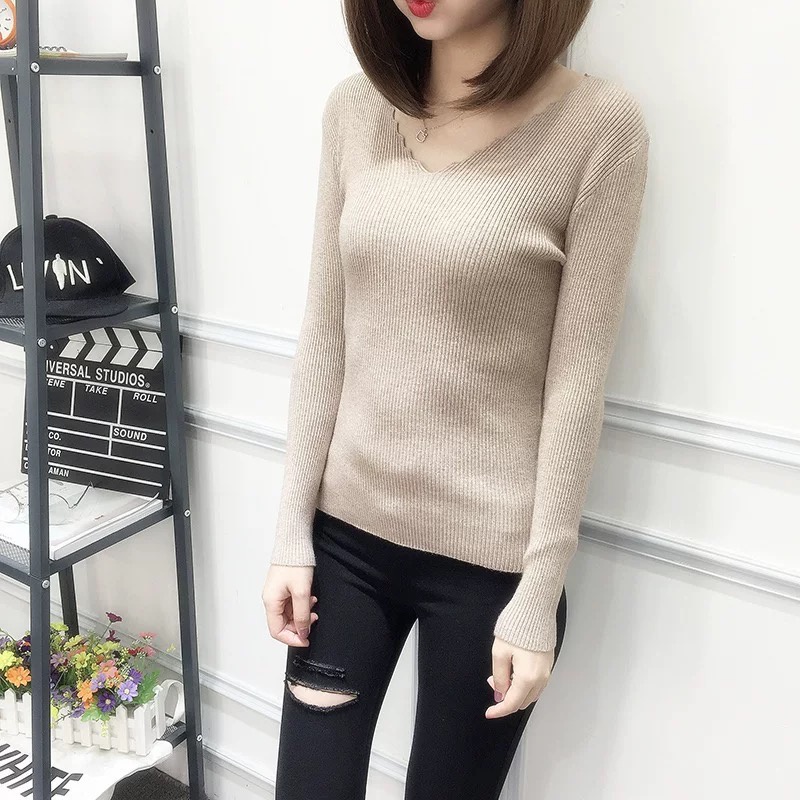 MS373 Áo len tăm nữ cổ tim cách điệu
