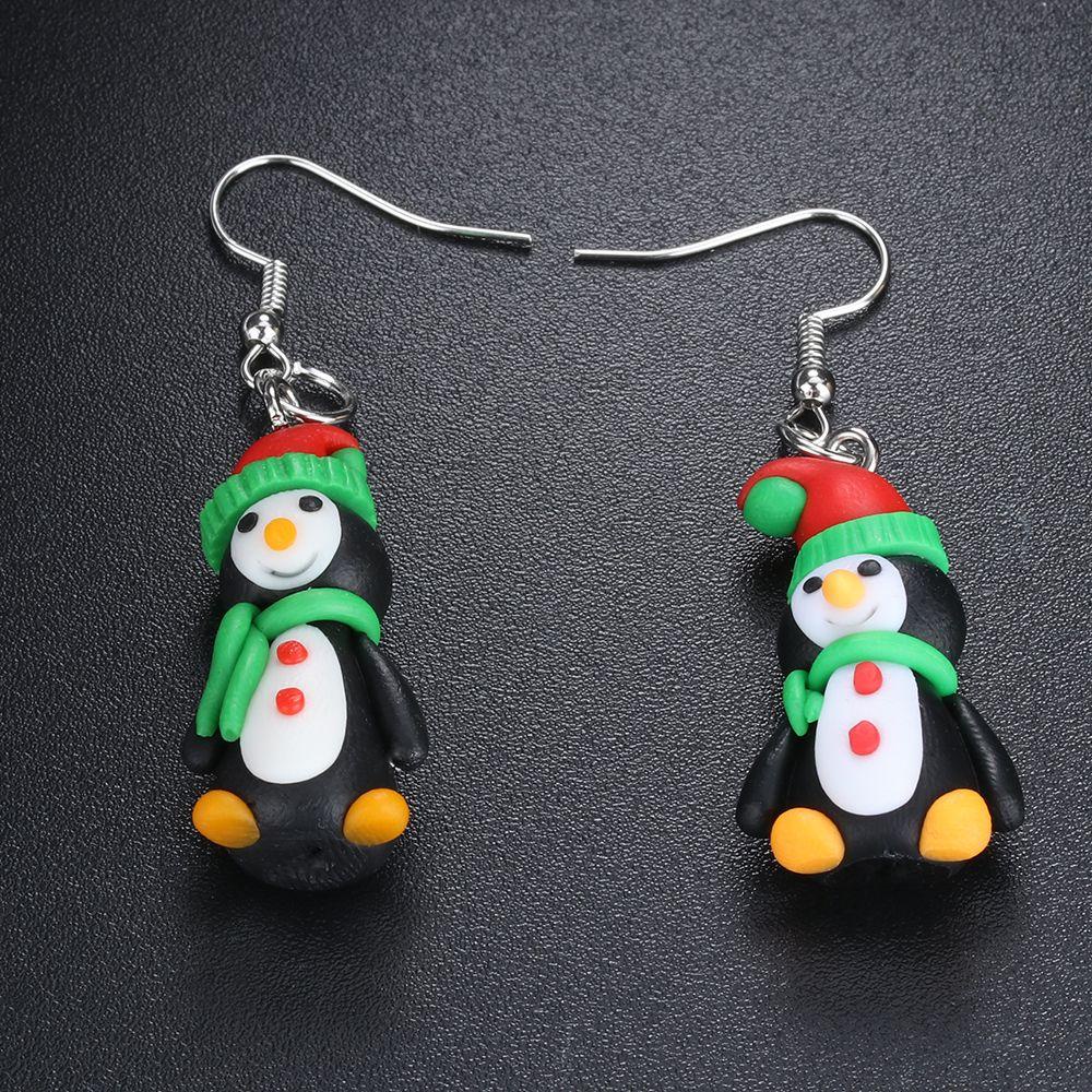 1 Đôi Bông Tai Bằng Đất Sét Polymer Phong Cách Giáng Sinh Đáng Yêu