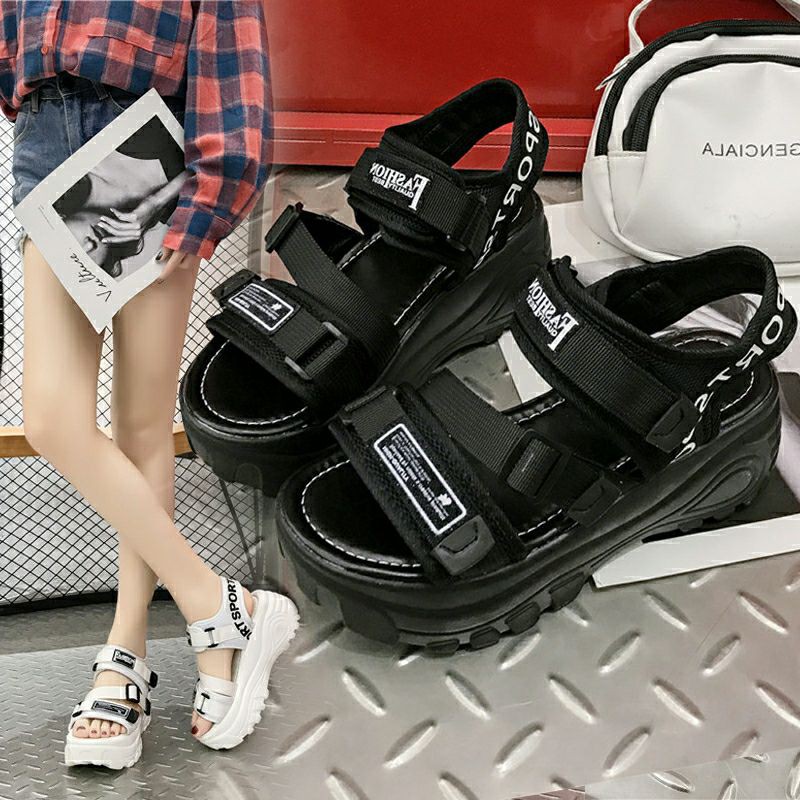 Sandal Nữ Quai Ngang Đế 5cm Chữ Sport