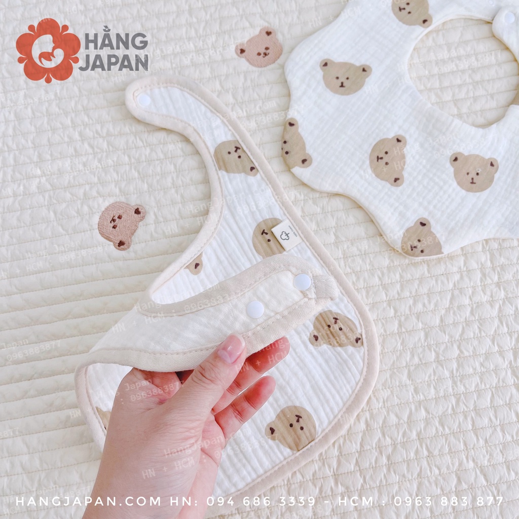 Set 2 chiếc yếm xô muslin vuông - tròn cao cấp xuất hàn cho bé