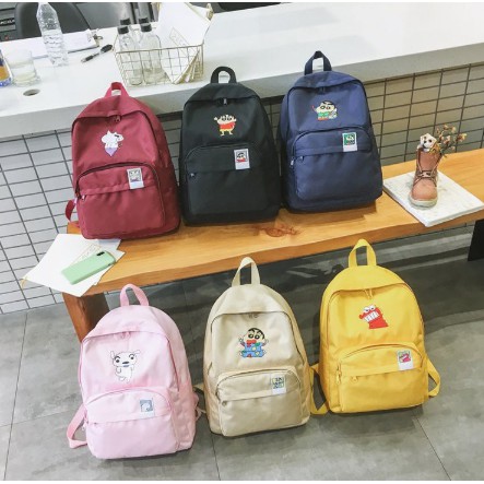 Korean Backpack Embroidery Version Couple School Backpack Students SPAO X Crayon Shinchan Bear Bag