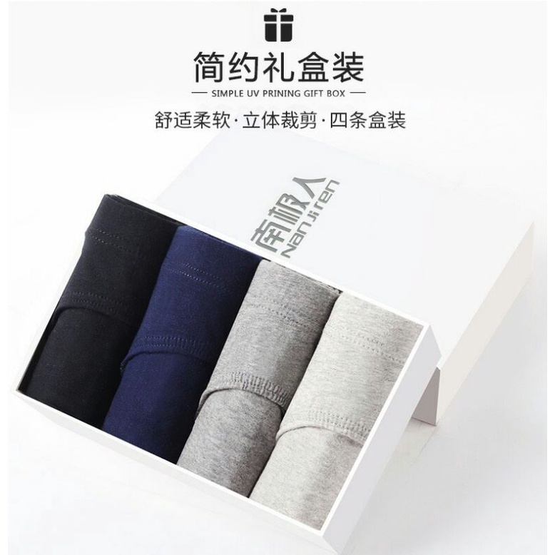 Set 4 quần lót tam giác nam cotton mềm co giãn, cạp chắc chắn chuẩn hãng Nanjiren