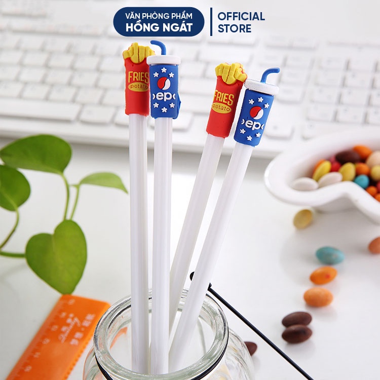 Bút bi cute khoai tây chiên, bút bi nước mực gel đen ngòi 0.5mm nhiều màu dễ thương đồ dùng học tập văn phòng phẩm B31