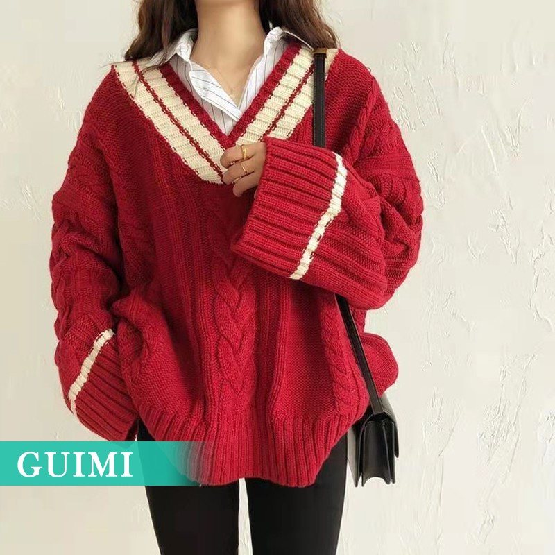 Áo len NZN cổ chữ V phối màu sắc thời trang