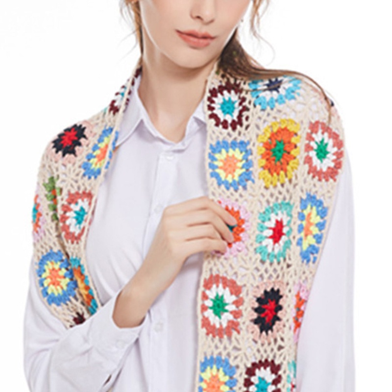 Khăn Choàng Đan Móc Hoa Thời Trang Thu Đông Cho Nữ