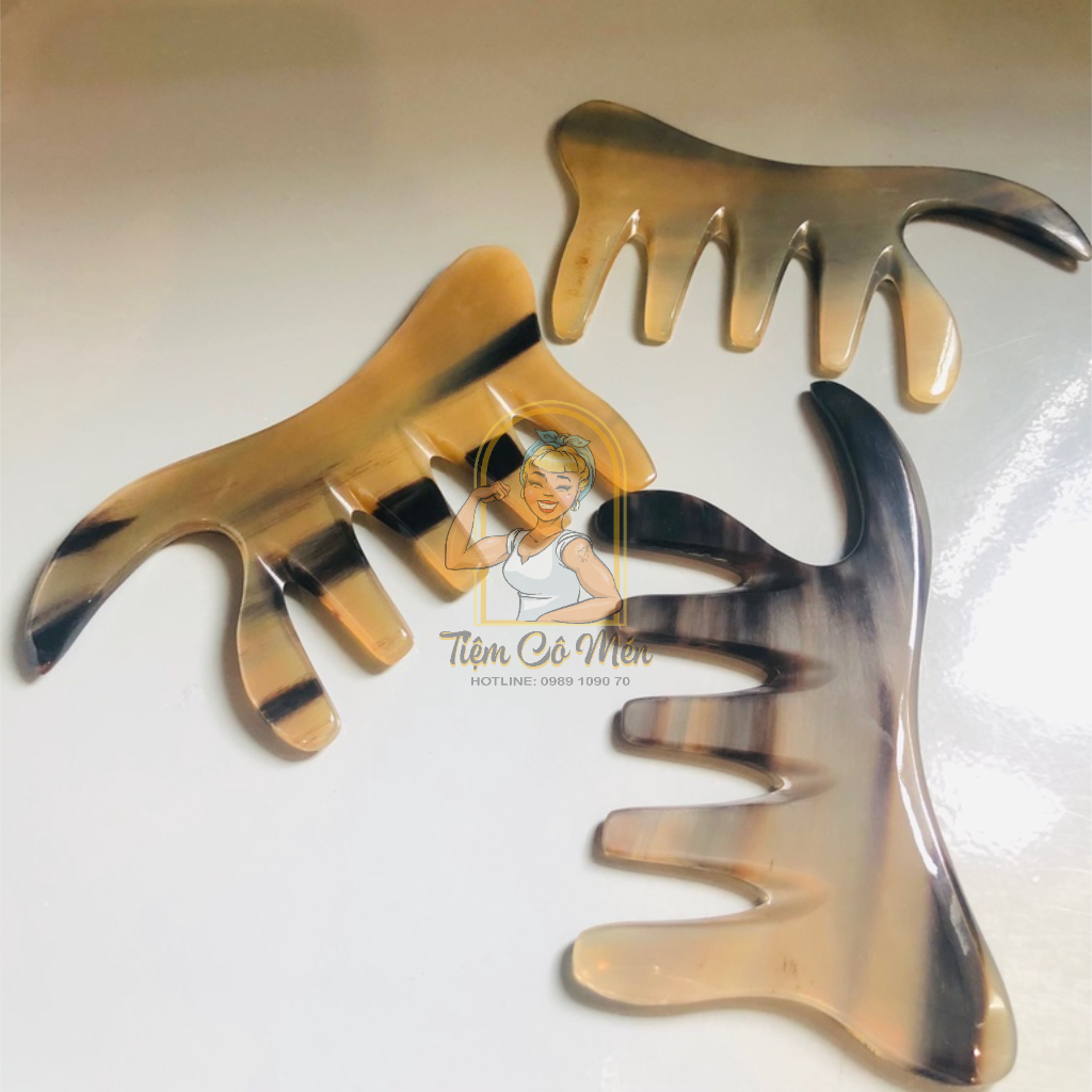 Lược sừng đa năng (Size: M - 11cm) - Massage làm đẹp - thư giãn - lưu thông máu - giảm nhức đầu