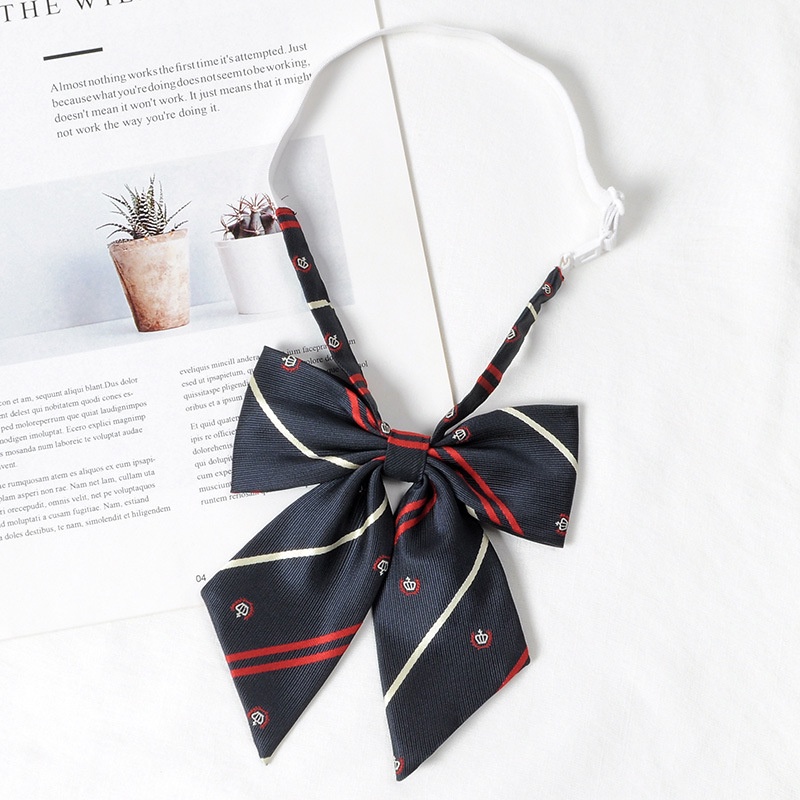 Cà Vạt Nơ Họa Tiết Kẻ Sọc Đỏ Phong Cách Preppy Nhật Bản Cho Nam Nữ
