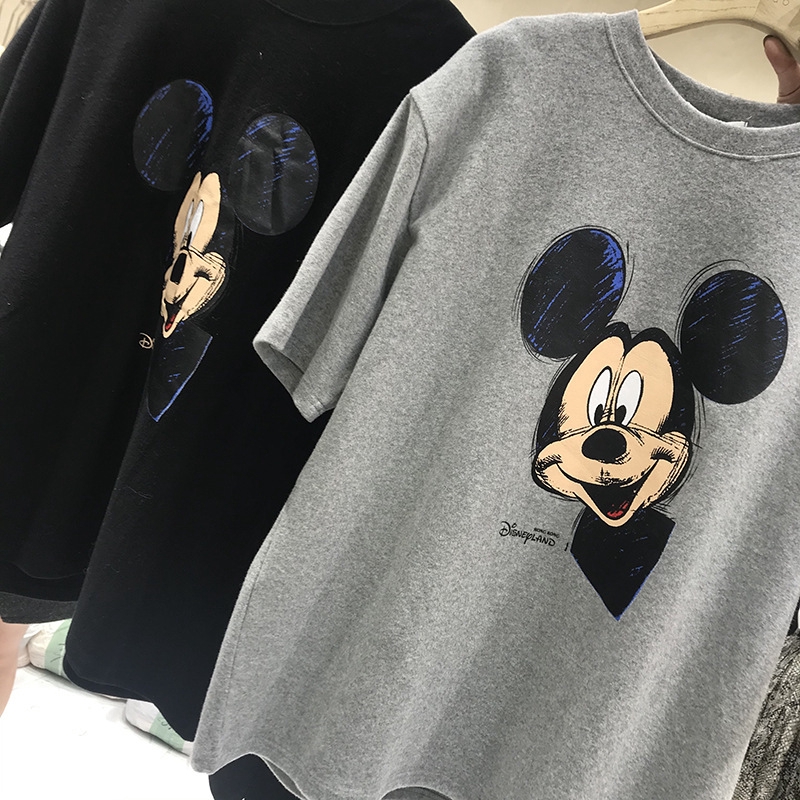 Áo thun tay ngắn in hình chuột Mickey thời trang phong cách Hàn Quốc