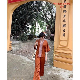 Set bộ phật tử viền thổ cẩm lụa [NEW]