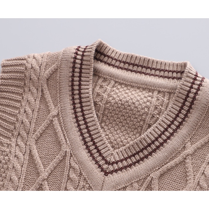 Set Áo Sweater Dệt Kim Không Tay Phối Áo Sơ Mi Dài Tay Kiểu Hàn Quốc Dễ Thương Cho Bé Trai