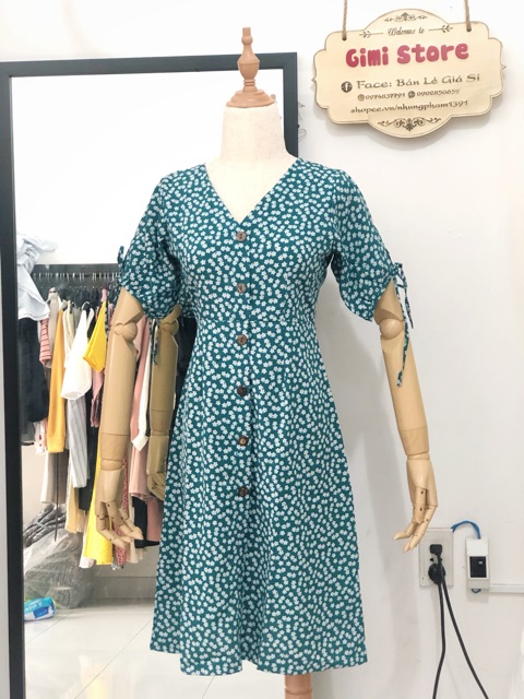 ĐẦM XANH HOA NHÍ CỔ V | BigBuy360 - bigbuy360.vn