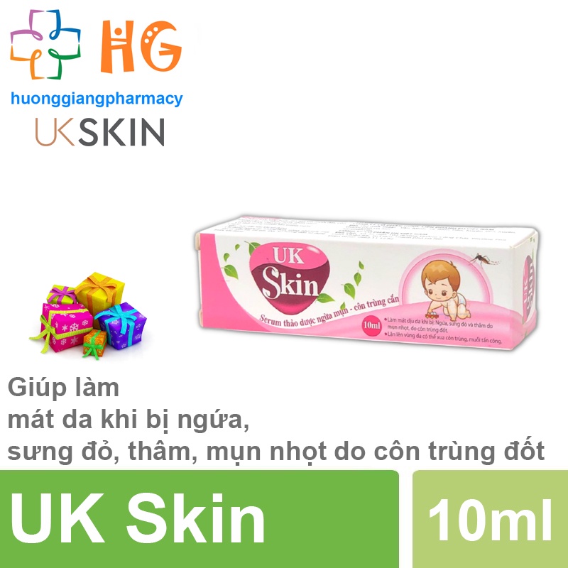 Serum thảo dược Uk Skin làm mát dịu da khi bị ngứa sưng đỏ và thâm do mụn nhọt do côn trùng đốt Lọ 10ml