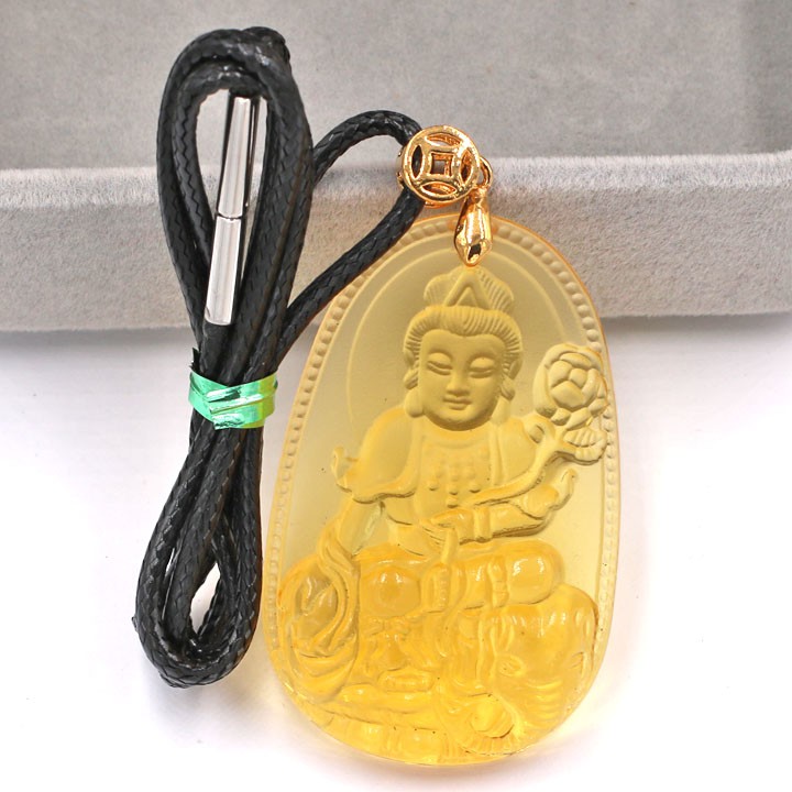 Mặt dây chuyền Phật Phổ hiền bồ tát đá pha lê 5 cm