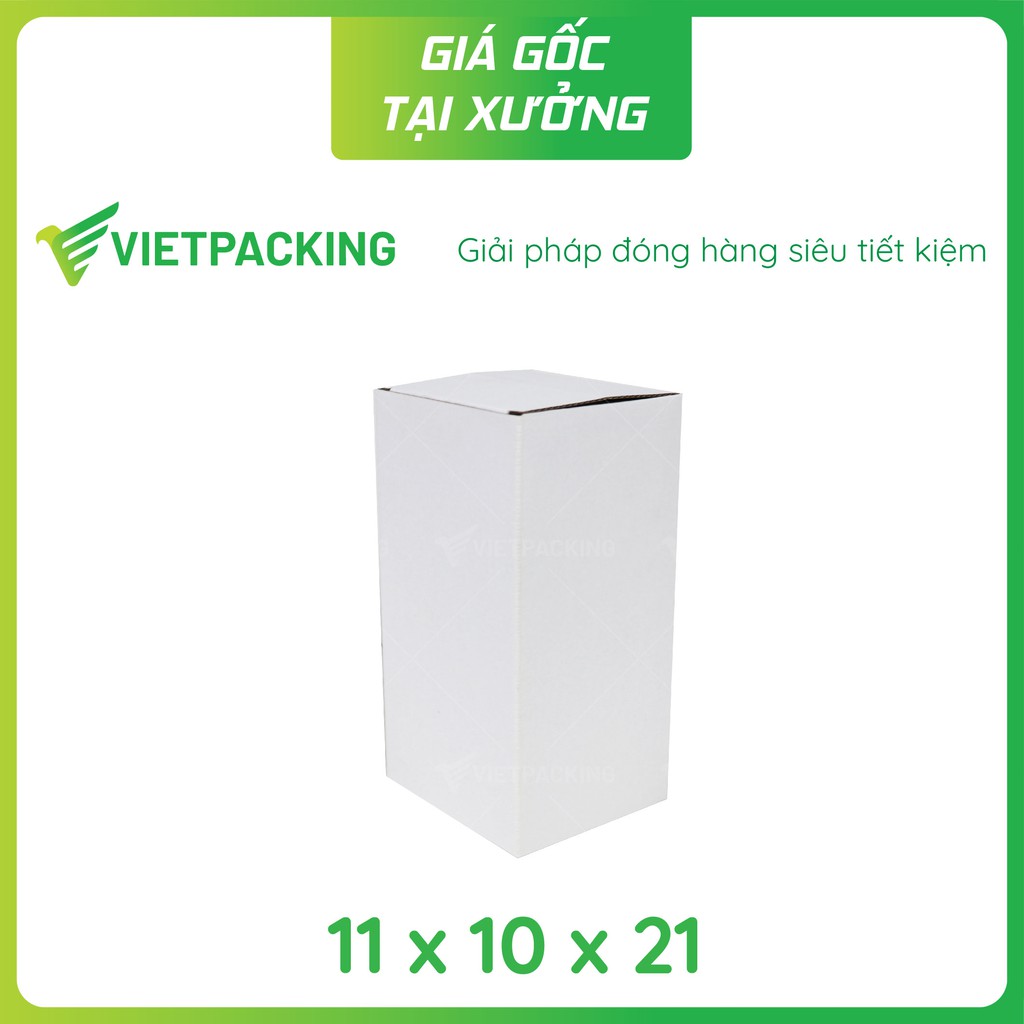 11x10x21 - 50 hộp carton nắp gài 1 đầu màu trắng siêu sang V039