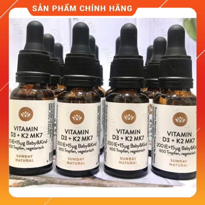 Vitamin D3+K2 MK7 20ml 🔥𝐍𝐄𝐖🔥 chính hãng Sunday natural nội địa Đức
