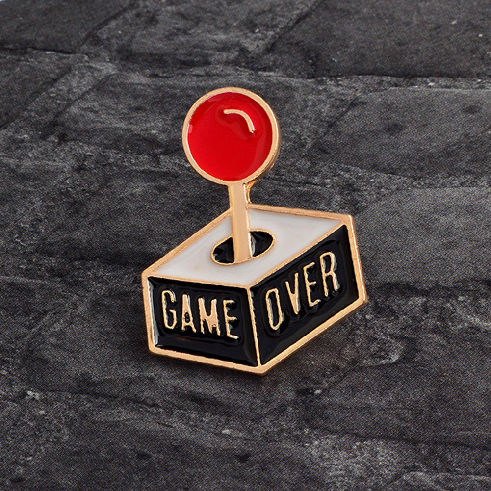YOML✔Game Over Joystick Enamel Badge Collar Lapel Brooch Pin Clothes Jewelry Decor