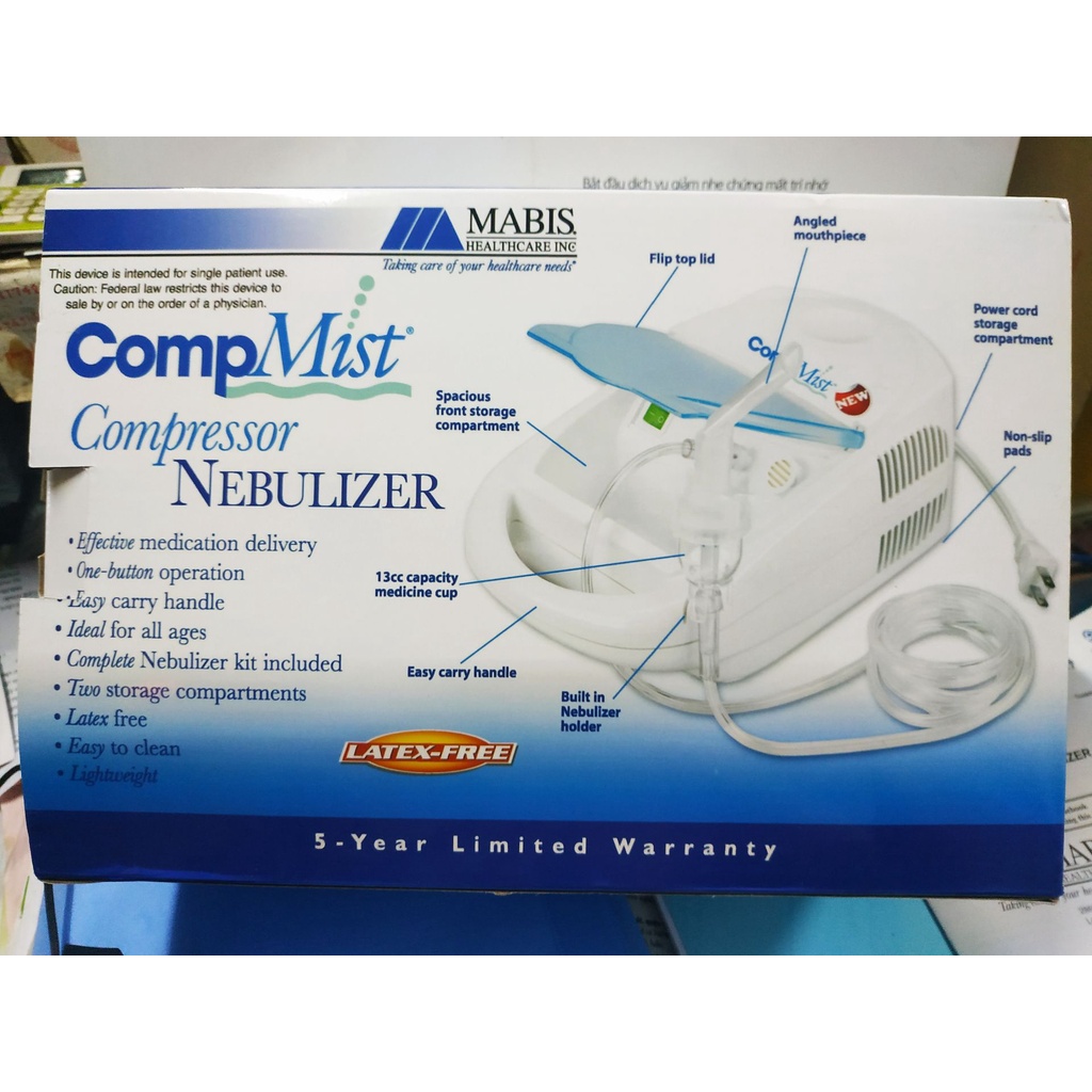 Máy xông mũi họng khí dung COMPMIST Tặng Dụng cụ hút mũi 2 dây an toàn cho bé
