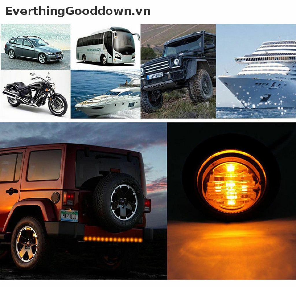 Everthinggooddown 1X 3 / 4 &quot;Đèn Đánh Dấu 3LED 12V Dạng Tròn Nhỏ Màu Vàng Hổ Phách