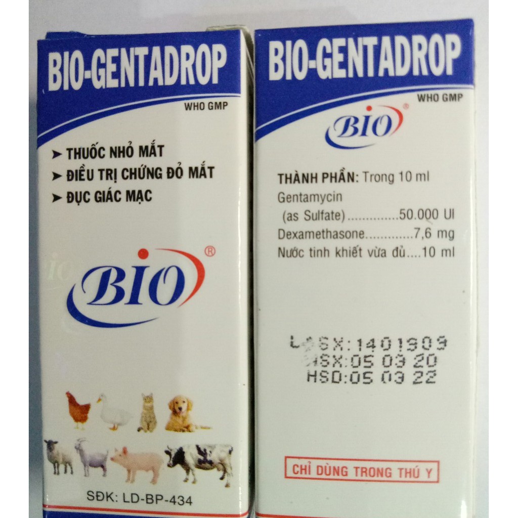 1 LỌ NHỎ MẮT BIO-GENTADROP CHO CHIM,VẸT VÀ YẾN PHỤNG