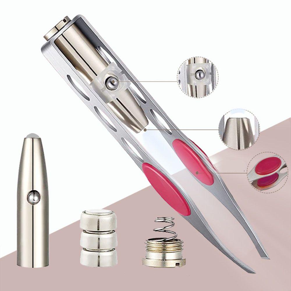 Nhíp Tỉa Lông Mày Chuyên Nghiệp Bằng Thép Không Gỉ Tích Hợp Đèn LED